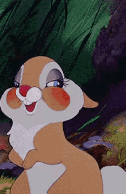 Shy Flirting Cartoon Rabbit