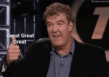 Man Gives Thumbs Up with 'Great' Text