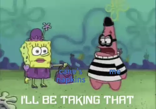 Spongebob & Patrick: Raising Cane's Napkin Thief Meme