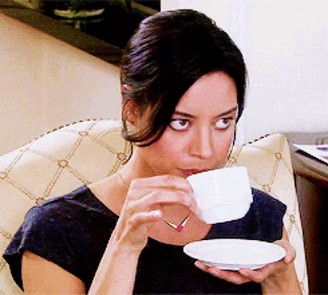 April Ludgate (Aubrey Plaza) Sips Tea in Parks and Rec