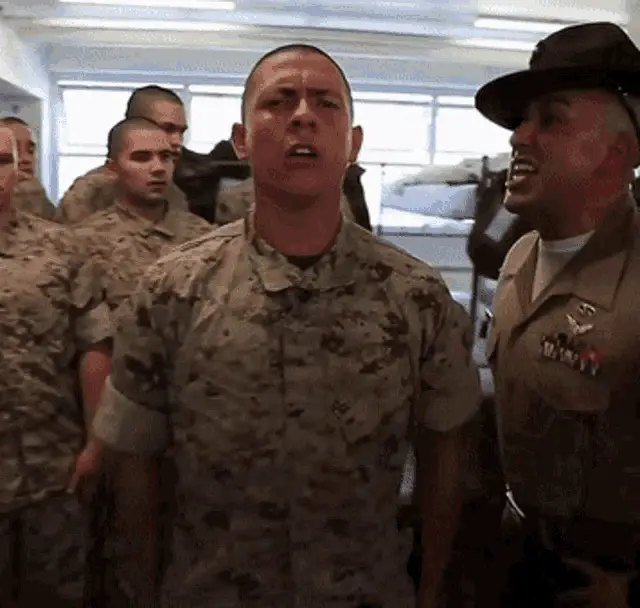 US Army Drill Sergeant Yelling at Recruit