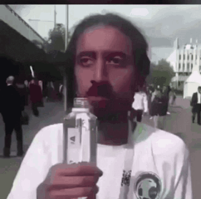 Nervous Man Drinks Water