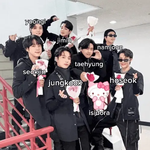 BTS Members with Hello Kitty and Isidora