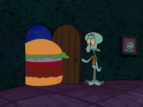 SpongeBob: Squidward Hugs a Krabby Patty