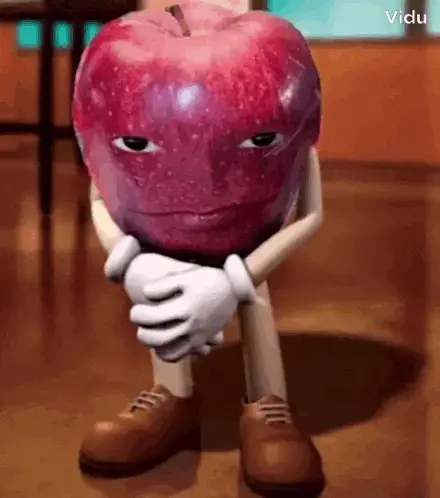 Cartoon Apple Screaming with Eyes