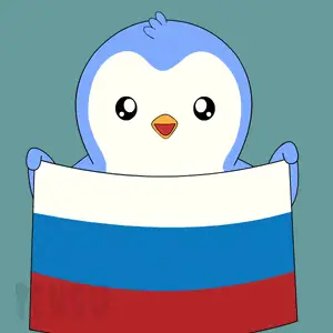 Pudgy Penguin Holding Russian Flag