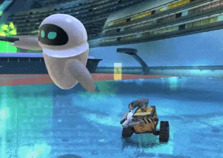 Wall-E and Eve Spin in Water