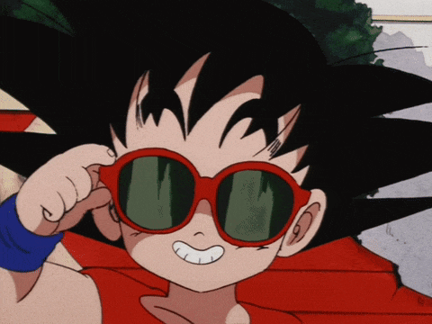 Kid Goku Flashes Peace Sign with Sunglasses