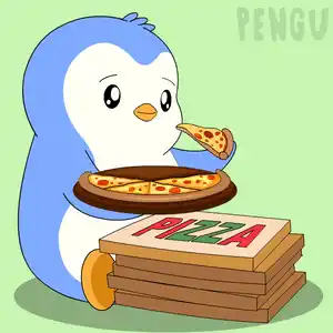 Pengu the Penguin Enjoys Pizza
