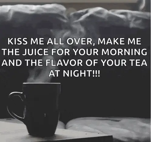 Steaming Coffee Mug with Romantic Caption