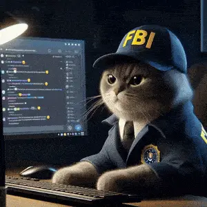 FBI Cat Agent Typing on Computer