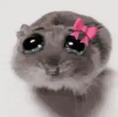Sad Hamster Girl with Pink Bow