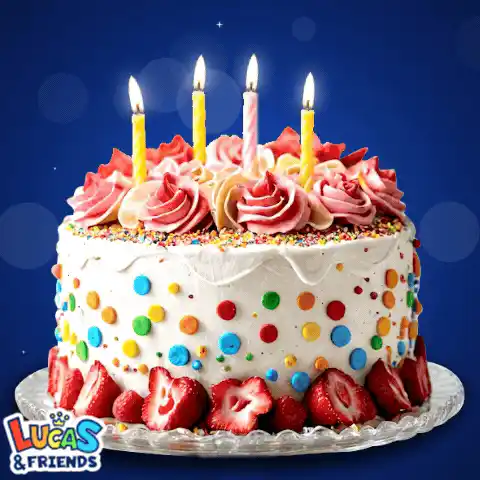 Lucas & Friends Birthday Cake with Candles