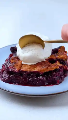 Delicious Blueberry Pie with Vanilla Ice Cream
