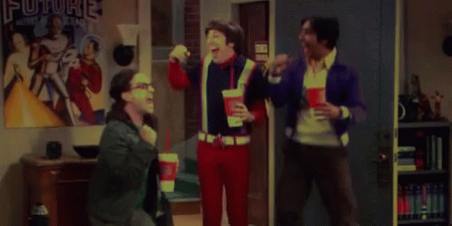 Leonard, Howard, Raj's Jackpot Celebration