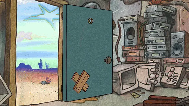 Angry Patrick Star on Fire Bursts Through Door