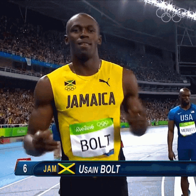 Usain Bolt Makes Peace Sign at Rio 2016 Olympics