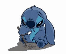 Sad Stitch Drawing in the Dirt