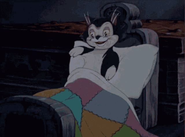 Figaro the Pinocchio Cat Going to Sleep