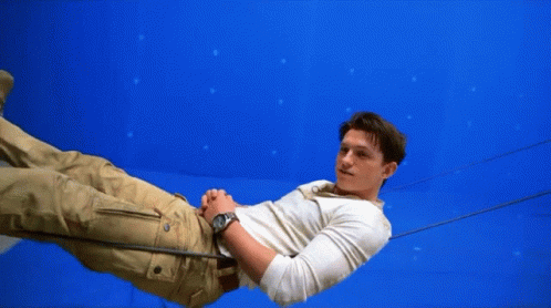 Tom Holland Performing Stunts on Blue Screen