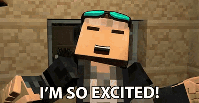 Minecraft Character Says 'I'm So Excited!'