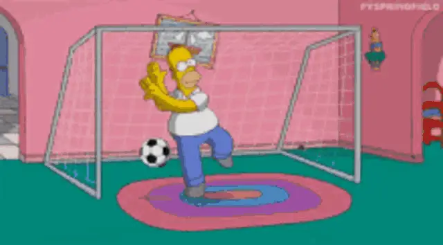 Homer Simpson Overwhelmed by Soccer Balls