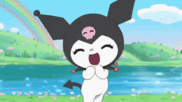 Kuromi in a Cheerful Landscape
