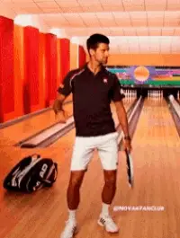 Novak Djokovic's Bowling Alley Dance Pose