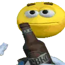 Smiley Face Drinking Beer Sticker