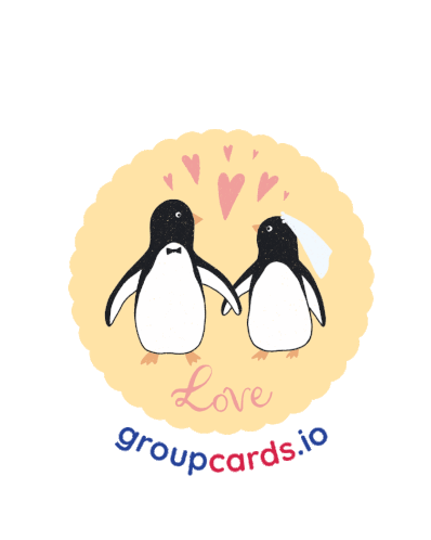 Group Cards Wedding Penguin Love Sticker