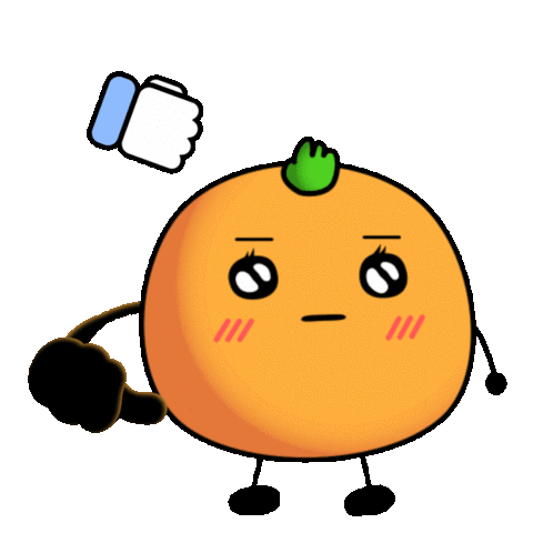 Grumpy Orange Thumbs Down Unfavorable Sticker