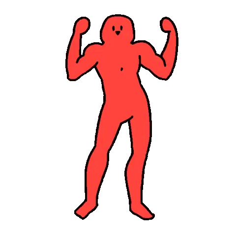 Strong Muscular Red Apple Character Sticker
