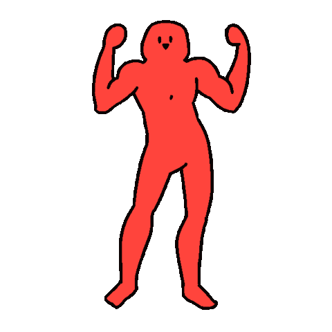 Strong Muscular Red Apple Character Sticker