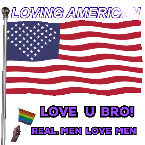 Loving American Gay Pride Flag & Love U Bro Sticker