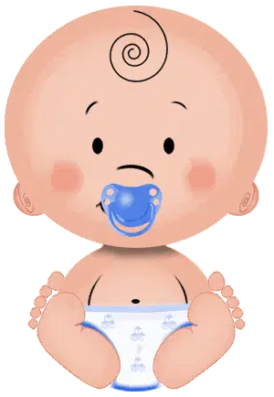 Cute Baby with Pacifier and Diaper