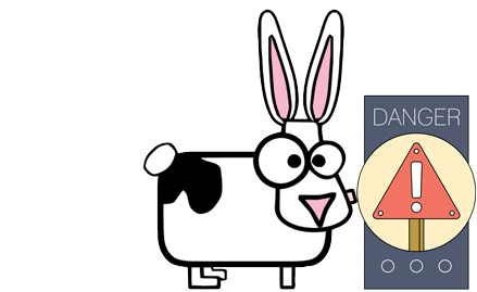Masked Bunny Danger Sign COVID-19 Sticker