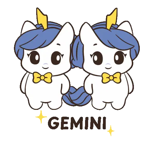 Gemini Season Unicorn Twins Animated Sticker
