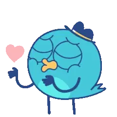 Blue Bird Blowing Hearts