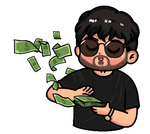 R3hab Sticker: Cartoon Man Holding Money