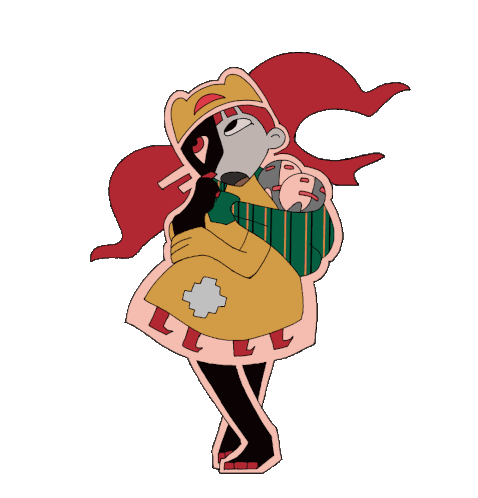 Taski Maiden Holding Baby in Basket Sticker