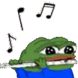 Peepo Frog Playing Flute with Music Notes Sticker