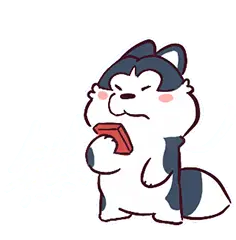 Husky Dog Holding Smartphone Sticker