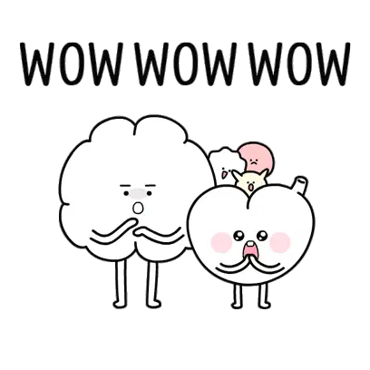 White Heart and Cloud WOW WOW WOW Sticker