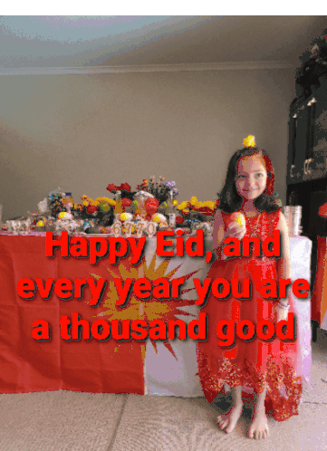 Happy Eid Greeting with Children and Kurdistan Flag