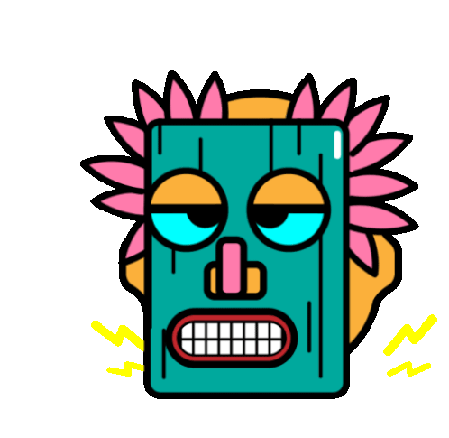 Animated Tribal Mask Sticker with Lightning