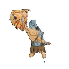 Brøndby Fan Warrior Holding Lion Head Sticker