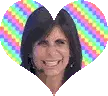 Gretchen Smiling in Rainbow Heart Sticker