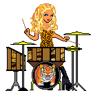 Pixel Art Drummer Girl with Tiger Drum