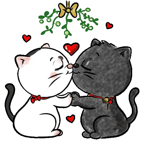 Bacio Sotto Vischio Gattini Natale Sticker