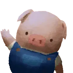 The Dam Keeper Pig Salute Pig Waving Sticker